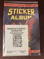 1987 Marvel’s magic Moments Sticker Album W/complete 80 sticker Set