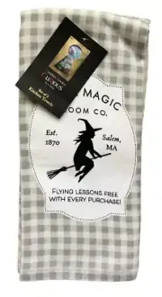 Cynthia Rowley Halloween Witch Kitchen Towel Black Magic Broom Co. 2 Piece