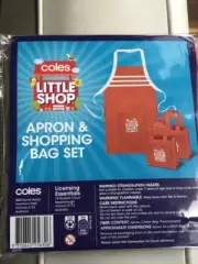 COLES Little Shop 2 Apron & Shopping Bag Set Brand New toy limited edition