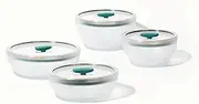 Anyday Everyday Microwave Cookware Set, Safe Silicone & Glass, Rice Cooker & Vegetable Steamer, Kale Colour, Includes 1 x Large & Medium Deep, 1 x Large & Medium Shallow