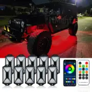 10X Pods RGB LED Rock Light Turn Signal Brake Underbody Glow Neon Lamp Wireless