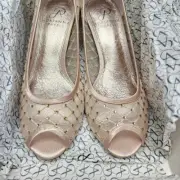 Adrianna Papell Jamie Nude Saba Mesh Dress Shoes Heels NEW NIB 5.5 M $109