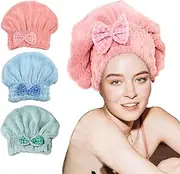 Lxshunlifa Towel Head Wrap, 3 Packs Microfiber Hair Towel for Women, Wrap for Curly & Quick Drying Wet Hair, Bath Towel, Absorbent Hair Turban Shower