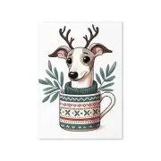 Whippet Christmas Card | Wall Art | 5"x7" (12,7 x 17,8 cm)