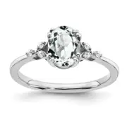 Sterling Silver Rhodium-plated White Topaz and Diamond Ring Size 6