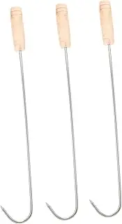HAKIDZEL 3pcs Meat Turner Hooks with Handle BBQ Grilling Tool for Turning Meat Fish Chicken Wings and Hot Dogs for Restaurant and Home Use