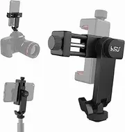 HSU Camera Phone Mount with Cold Shoe, Universal Cell Phone Holder Bracket, Phone Tripod Mount Adapter for Smartphone within 2.3-4.0 Inches,Phone Clamp for Mobile Photography
