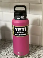 Yeti Rambler 46oz Prickly Pear Pink Bottle W/ Chug Cap RARE NWT