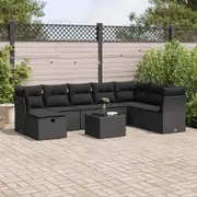 9 Piece Garden Sofa Set with Cushions Black/Grey Poly Rattan vidaXL