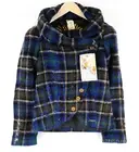 DESIGUAL Women's Blue Checked Jacket 36 Wool Blend Smart Casual Lined