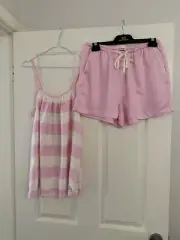 Peter Alexander Ladies Pyjama Set Pink Stripe Small