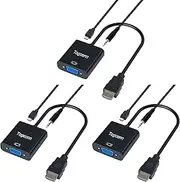 HDMI to VGA Adapter 3 Pack, HDMI Male to VGA Female Connector with 3.5 Audio Cable and USB Power Supply, Gold-Plated, 1080P, for Laptop, PC, Monitor, HDTV, Chromebook, Raspberry Pi, Roku, Xbox