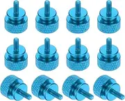 uxcell 12 Pcs M3x7mm Knurled Thumb Screw Computer Case Threaded Hand Tighten Screws Aluminum Alloy for PC Case, Light Blue