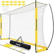 Haokelball Portable Soccer Goal Net for Teens Adults 12x6 FT Soccer Goals for Backyard Quick Setup Soccer Net with Upgraded Goal Posts, Agility Ladder and 12 Soccer Cones