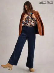 White Stuff Blue Belle Corduroy Wide Leg Trousers (AA7948) | $150