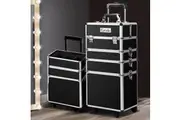 Embellir Makeup Case Beauty Trolley Cosmetic Organiser Box Travel Wheels Black