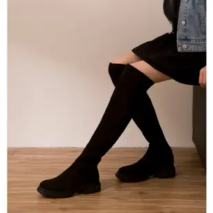 FAIR LADY 軟實力 時髦彈力布增高膝上靴 黑色 (7A2787) 女靴 長靴 厚底靴 顯瘦靴 瘦瘦靴
