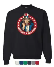America Hell Yeah Sweatshirt Uncle Sam Patriotic Stars and Stripes Sweater