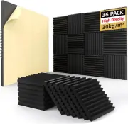 36 Pack Acoustic Panels Self-Adhesive, 1"×12"×12" Inch Sound Proof Foam Panels f