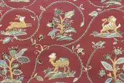 Cowtan & Tout Whimsical Animals Linen Print Fabric- Caramoor Red 1.15yd 11085-02