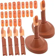 Baluue 1 Set Manicure Practice Prosthetic Hand Finger Nail Kit Manicure Practice Hand Model Finger Nail Mannequin Practice Nail Finger Nail Hand Stand Manicure Tools Plastic Chocolate