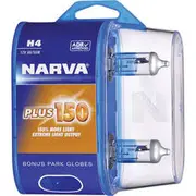 Narva Plus 150 Headlight Globes - H4, 12V 60/55W, 48382BL2