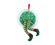 Christmas Wreath Elf Legs Garland Decorations Pose Able Plush Legs Style for Home and Garden - Green
