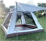 Large Family Tent 4 People Insect-Proof,Double Doors and Four Windows Quick Erect Tents Light and Practical Tent with Porch Ideal for Camping in The Garden