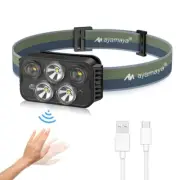 Adjustable Motion Sensor Headlamp Rechargeable LED Head Lamp Flashlight 6 Modes