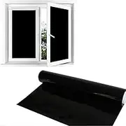 100% Blackout Static Cling Window Glass Film Privacy Protection to Block Sun Decor (90X500CM)