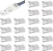 20 Pieces 4-Pin LED RGB Strip Connector, Transparent Solderless LED Linghting Adapter, Quick Connector Extension Terminal for LED Strip Lights, Gapless Track Lighting Connectors