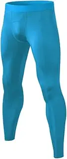 LEICHR Mens Compression Tights Workout Pants, Running Leggings with Pockets, Cool Dry Baselayer Gym Pants