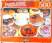 ~ NEW SEALED PUZZLEBUG SHOP WINDOW & CAKES 500 PIECES SMALL BOX TRAVEL ~