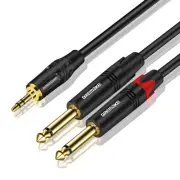 3.5mm 1/8'' TRS to Dual 6.35mm 1/4'' TS Mono Cable 3FT, TRS 1/8'' Male to Dua...