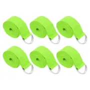 6Pcs 8 Feet Cotton Yoga Strap Belt Stretch Bands with D-Ring Buckle, Lime Green