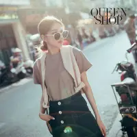 在飛比找蝦皮商城優惠-QUEENSHOP _V 基本素面圓領短袖棉T 十色售S/M