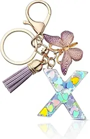 [CHUQING] Keychain Letter Initial Gifts with Initials Keyring Letter Women's Keyrings Keychains Key Chain Butterfly