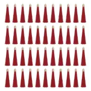 100 Pcs Bookmark Tassels with Gold Cap, 2.4" Tassels for DIY, Dark Red