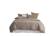 Cleverpolly Washed Microfibre Quilt Cover Set (Truffle Double) Quilt Covers