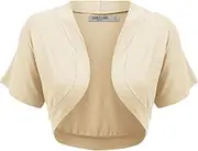 [Lock and Love] Women's Versatile Open Front Lightweight Short Sleeve Bolero Shrug