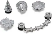 [Crocs] Jibbitz Elevated Metal and Jewel Shoe Charms, Metal Mayhem, 5 Pack