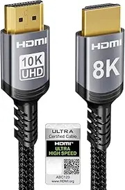 [Sniokco] 10K 8K HDMI 2.1 Cable 5M, Certified 48Gbps Ultra High Speed HDMI® Cable 0.01ms 4K 240Hz 165Hz 120Hz 8K 60Hz eARC Netflix HDCP 2.3 2.2 DTS:X HDR10+ TV Monitor Projector Roku Sky-Q PS5 X-Box