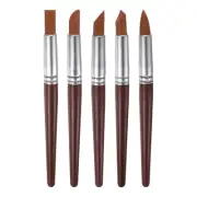 5pcs Silicone Clay Sculpting Tool Pottery Modelling Shaper Carving Tool Brown