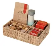 tea bag holder, Coffee pod Storage Baskets with Dividers, Woven Water Hyacinth