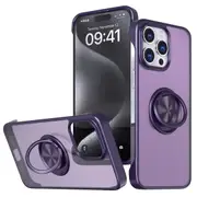 For iPhone 15 Pro Max Ring Kickstand Cover Frameless Design TPU+Acrylic Phone Case
