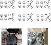 6 Sets Adjustable Waist Buckle Extender Sets, BetterJonny Extender Button Set Replacement for Pants Adjustable Jean Button Perfect Fit Instant Button(Pearl Style)