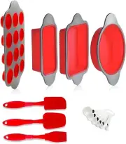 Professional Silicone Baking Set with Cake Pan, Muffin Mold & More - 13 Pieces