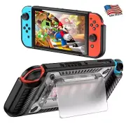 For Nintendo Switch OLED Hard PC Grip Case w/ Magnetic Game Storage Kickstand