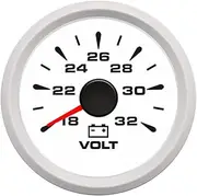 Universal 52mm Voltage Gauge Volt Meter 8-16v 18-32v Waterproof for Motorcycle Car Truck Voltage Meter 7 Colors Backlight Automotive Voltmeter(White 18-32V)