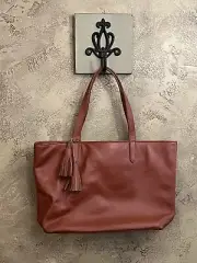 Anthropology Onna Ehrlich Cognac Brown Tassel Large Leather Work Tote Bag